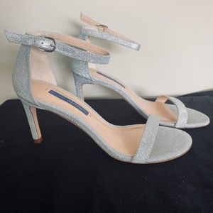 NWB! Silver Stuart Weitzman Nunakedstraight, 6M